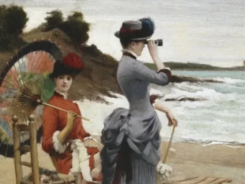 1844-Jules Aviat - Donne eleganti in spiaggia - dettaglio